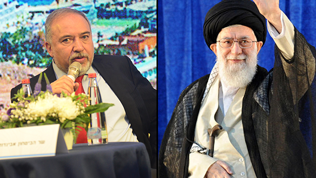 Lieberman and Khamenei (Photos: Meir Ohayon, EPA)