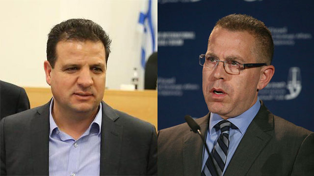 MK Ayman Odeh (L) and Public Security Minister Gilad Erdan  (Photo: Ohad Zwigenberg, Motti Kimchi)