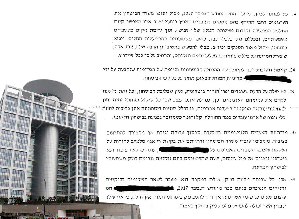 מסמך החושף את פרסת האבטחה במשרד הביטחון (צילום: טל שחר)
