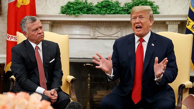 Donald Trump and King Abdullah of Jordan at the White House, June 2018 (צילום: AP)