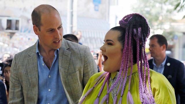 Prince William in Tel Aviv with Israeli Eurovision contest winner Netta Barzilai (Photo: AFP)