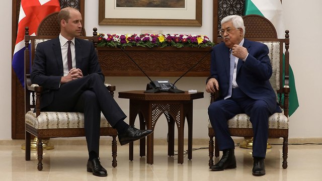 Prince William with Palestinian President Mahmoud Abbas in Ramallah (Photo: Reuters)