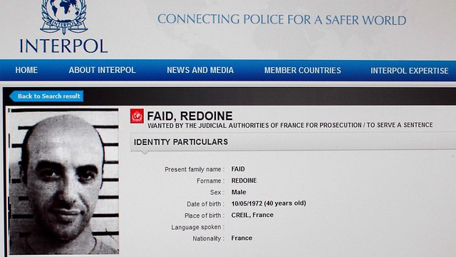 רדואן פאיד פושע מפורסם צרפת נמלט מה כלא מבצע נועז (צילום: AFP / INTERPOL )