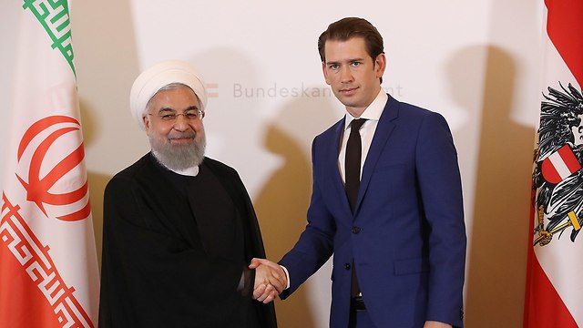 נשיא איראן חסן רוחאני עם קנצלר אוסטריה סבסטיאן קורץ  (צילום: gettyimages)