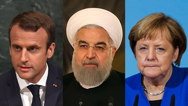 President Macron, President Rouhani and Chancellor Merkel (Photo: AFP, AP)