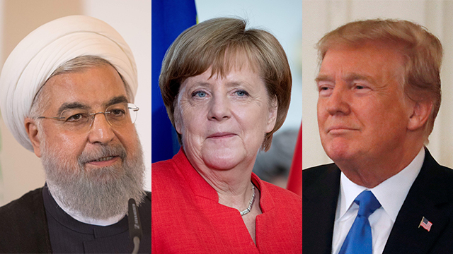  Trump, Merkel, Rouhani (Credit: Reuters, MCT, AFP)