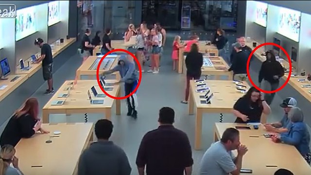 פרזנו קליפורניה כנופיה גנבים גניבה חנות אפל אייפון מצלמות אבטחה ()