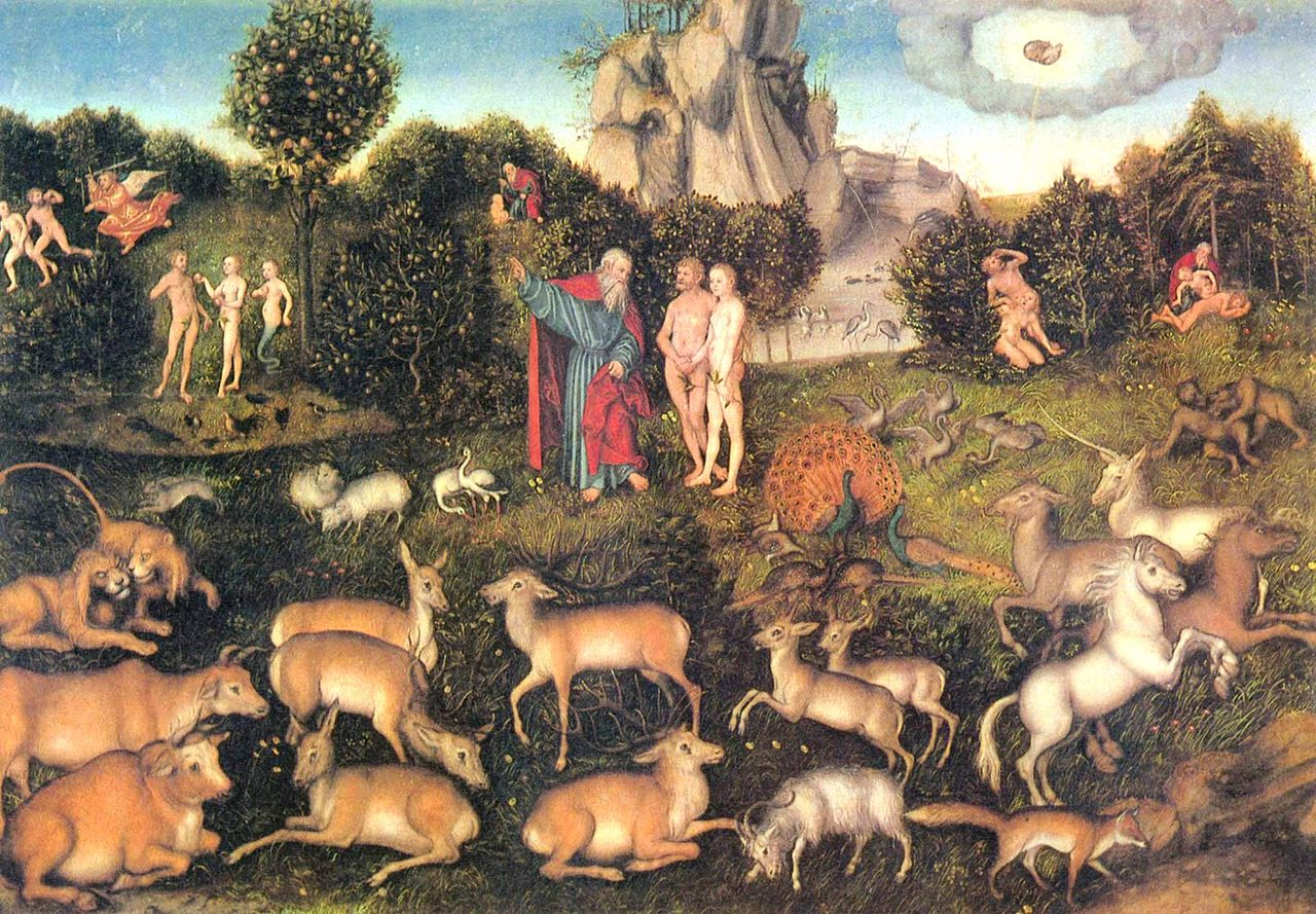 גן עדן בציור מהמאה ה-16. בין העננים או בין הפרת לחידקל? ()
