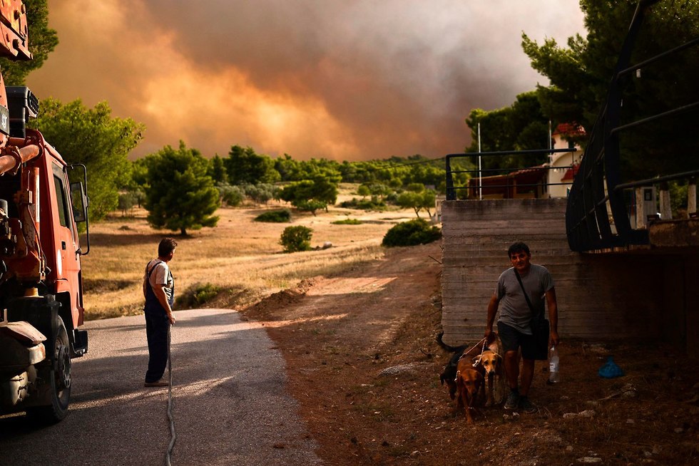 שריפה שריפות יוון אתונה אש להבות הרוגים נזק (צילום: AFP)