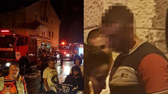 חשוד שריפה הצתה ירושלים מלונית הורים שני ילדים נפצעו קשה (צילום: משה מזרחי)
