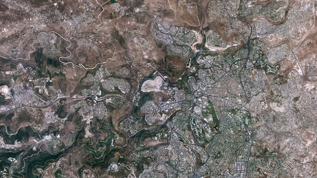 אזור ירושלים (צילום: הלוויין ונוס של סוכניות החלל של ישראל וצרפת)