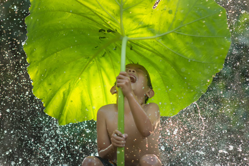 ילד מוצא מחסה מהגשם.  (צילום: shutterstock)