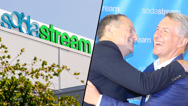 Штаб-квартира SodaStream; руководители двух компаний на совместной пресс-конференции. Фото: AFP, Моти Кимхи