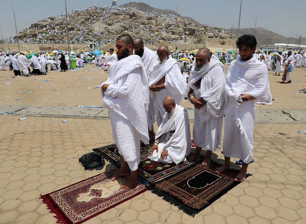 Muslims pray near Mt. Arafat