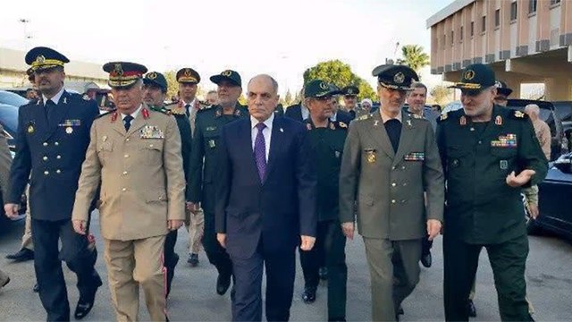 Amir Hatami, Iranian Defence Minister, during a visit to Damascus