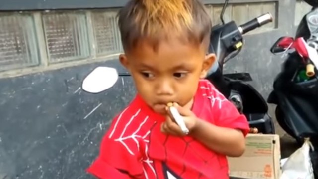 אינדונזיה ילד תינוק פעוט מעשן נגמל ()