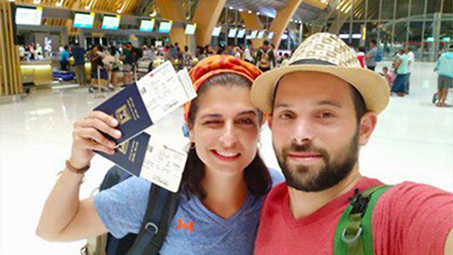 Kesem and Yedidya Kellerman embarking on their honeymoon  