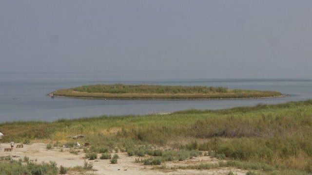 אי חדש נוצר בכנרת מול חוף בקיבוץ מעגן מיכאל (צילום: עידו ארז)