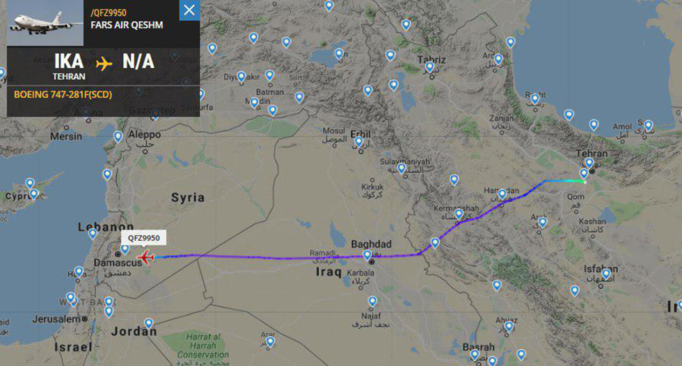 תנועת מטוסים בין טהרן לדמשק ()