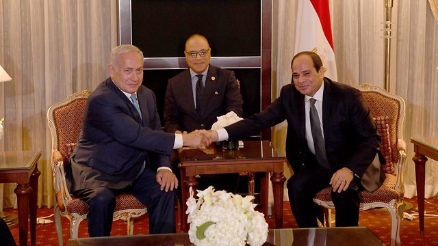 Prime Minister Benjamin Netanyahu and President Sisi (Photo: Avi Ohayon/GPO)