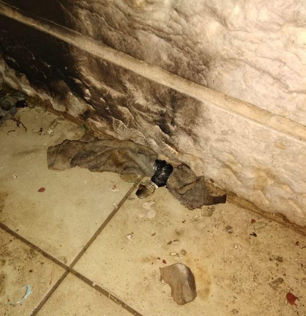 בקבוק תבערה נזק אל סוכה בירושלים  (צילום: TPS)