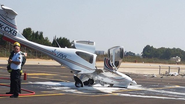 תאונת מטוס בהרצליה  (צילום: דוברות רשות שדות התעופה)