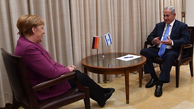 Merkel and Netanyahu meet at the Prime Minister's Residence (Photo: GPO)