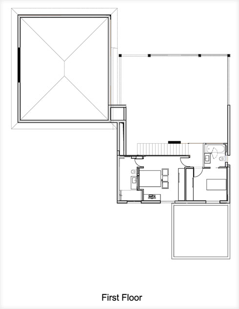 תוכנית חדרי הילדות בקומה העליונה בחלק הגבוה של הבית (תוכנית: איתי שחר)