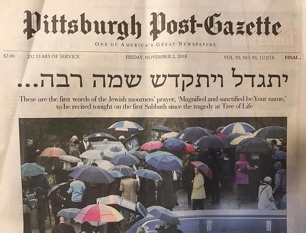 The Pittsburgh Post-Gazette front page following the massacre