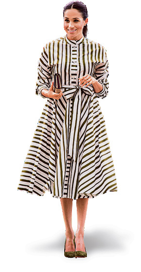 לא מפספסת: בשמלת כותנה מפוספסת בירוק של המעצב האוסטרלי מרטין גרנט