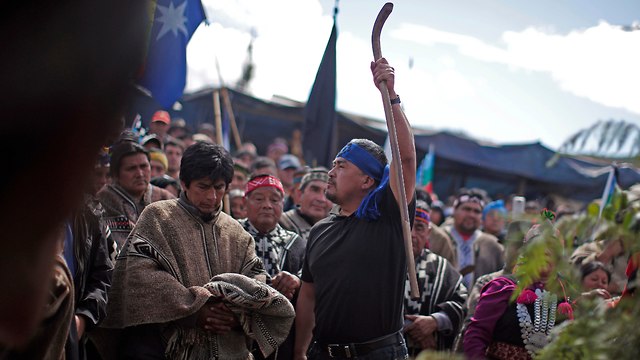 הפגנת הילידים בצ'ילה  (צילום: AP)