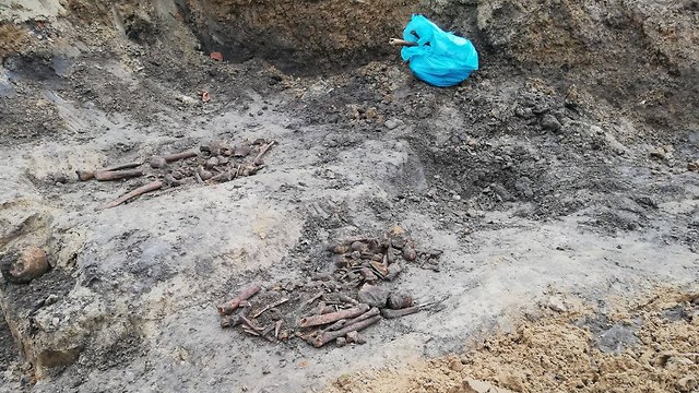 במהלך עבודות להרחבת תחנת אוטובוס בפולין נחפרו קברי יהודים והעצמות הוצעו מהקברים לשקיות ניילון ()