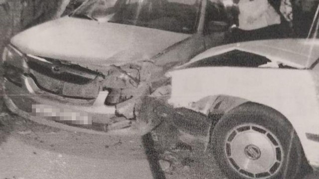 יעוד הרס המכונית לאחר התאונה בה היה מעורב יעקב טספאיה ()