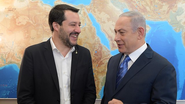  Benjamin Netanyahu and Italian Deputy Prime Minister Matteo Salvini in Jerusalem, December 12, 2018 (Photo: Amos Ben Gershom / GPO)