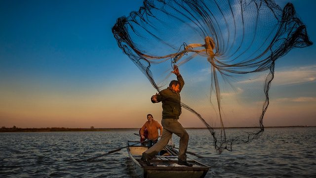 תמונות השנה EPA דייג זורק רשת לתפיסת דגים מחוז ג'יאנגסו סין (צילום: EPA)