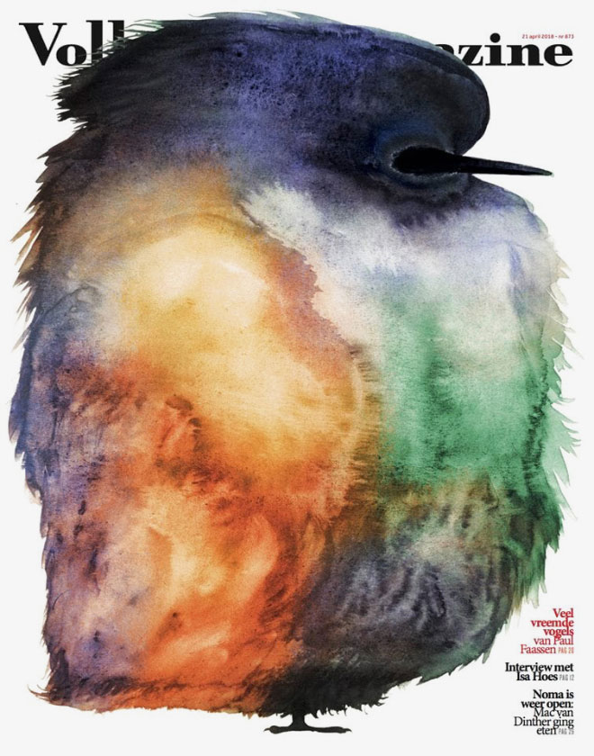 השער של Paul Fassaan ל-Volkskrant Magazine הבליט כתבה על ציפורים מוזרות / ספטמבר 2018