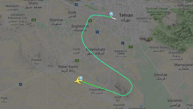 Маршрут иранского самолета. Фото: FlightRadar24