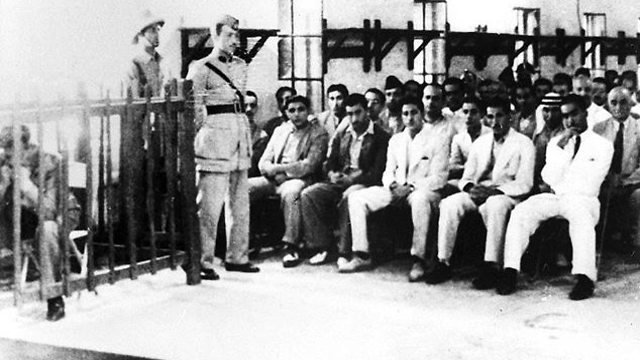 Show trial of Iraqi Jew Shafiq Ades in Basra, 1948 (Photo: Beit Hatfutsot)