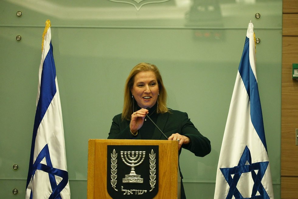 Tzipi Livni at a press conference after Gabbay's announcement, January 1, 2019 (Photo: Ohad Zwigenberg)