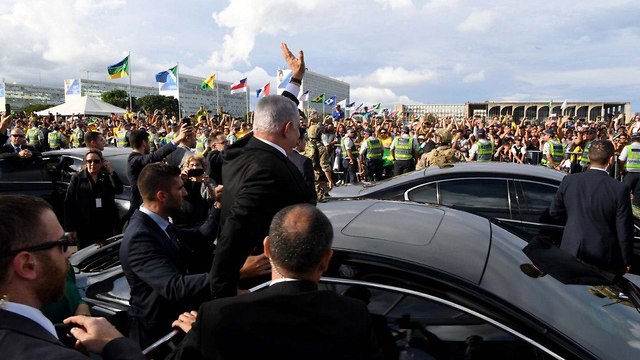 נשיא ברזיל ז'איר בולסונרו עם ראש הממשלה בנימין נתניהו (צילום: אבי אוחיון, לע