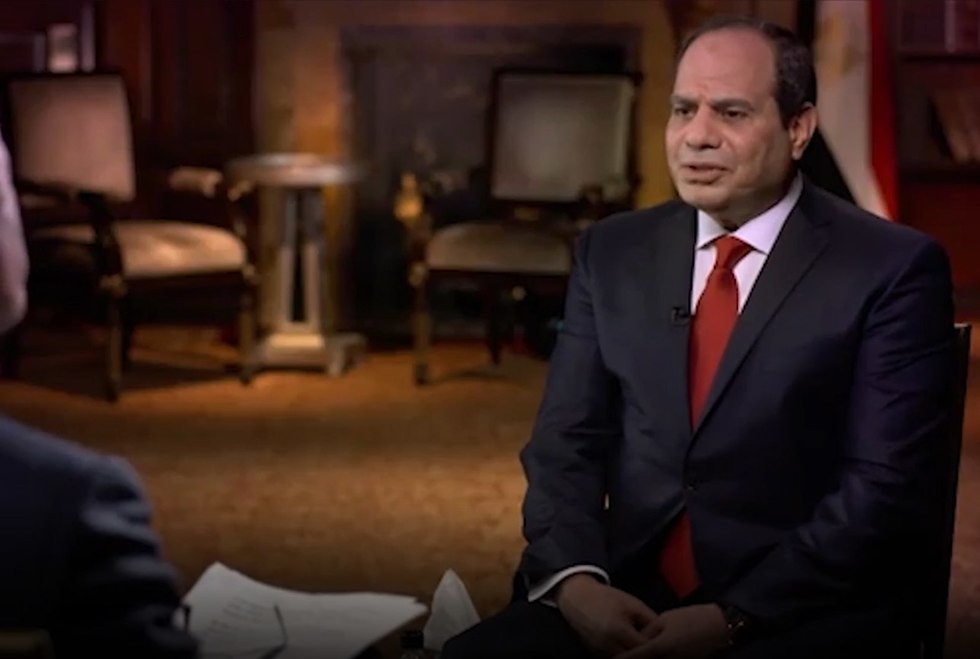 נשיא מצרים א סיסי ראיון ל-60 דקות שיתוף פעולה עם ישראל ב סיני ()