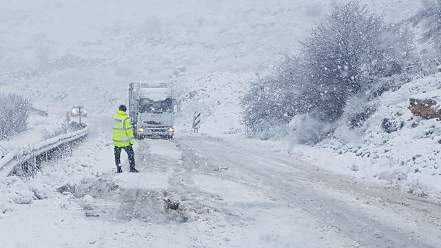 שלג ברמת הגולן (צילום: משטרת ישראל)