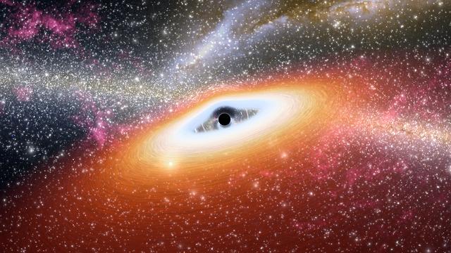 דיסקת גז המזינה חור שחור (הדמיה:  NASA/JPL-Caltech)