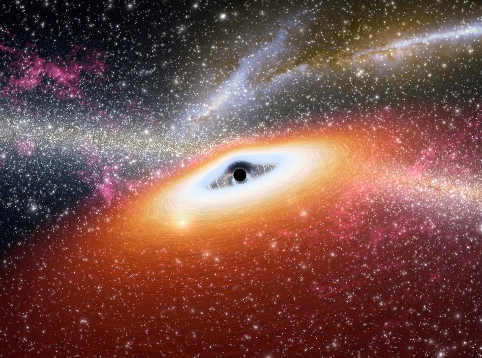 דיסקת גז המזינה חור שחור (הדמיה:  NASA/JPL-Caltech)