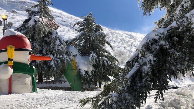 שלג בחרמון (נביה אבו סאלח מנהל צוות הסקי  פטרול, אתר החרמון)