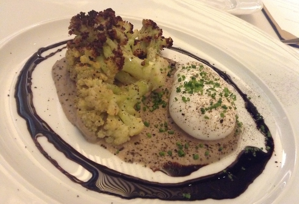 Chargrilled cauliflower with truffle cream, poached egg and smoked salt (Photo: Buzzy Gordon)