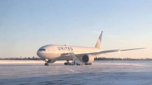 Самолет, "застрявший" на морозе. Фото: Twitter / @sonjaydutterson