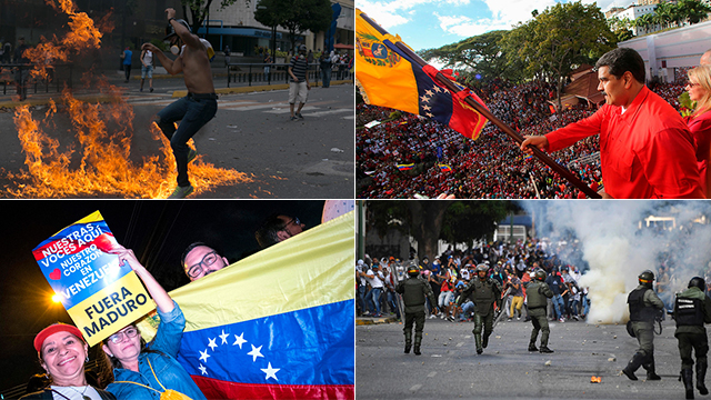 תומכים של מנהיג האופוזיציה ב ונצואלה חואן גוואידו ב הפגנה ב קראקס (צילום: AFP)