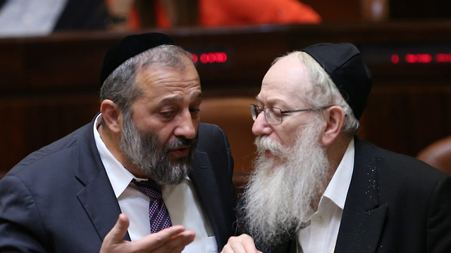 Deputy Health Minister Yaakov Litzman, United Torah Judaism, and Shas leader Aryeh Deri 