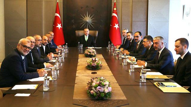 Arab MKs during their meeting with Turkish President Recep Tayyip Erdogan 